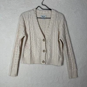 American Eagle Women’s XS Chunky Fisherman Cardigan Sweater – Cream Cable Knit - Picture 1 of 7