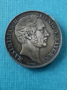 1855 2 Gulden | German States Bavaria | Maximilian II | Madonna | Silver | UNC