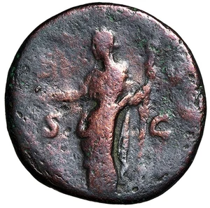 LARGE Roman Coin w COA Empress Faustina I Senior VESTA WITH PALLADIUM Certified - Picture 1 of 5