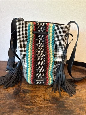 Bolso de Mano Rebecca Minkoff 'Alhimbra' Tweed Rayas Tejido Cartera con Cremallera Bolsa Foto 1 de 4