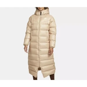 NWT Nike Women's Beige Sportswear City Quilted Longline Down Parka Jacket Size L - Picture 1 of 9