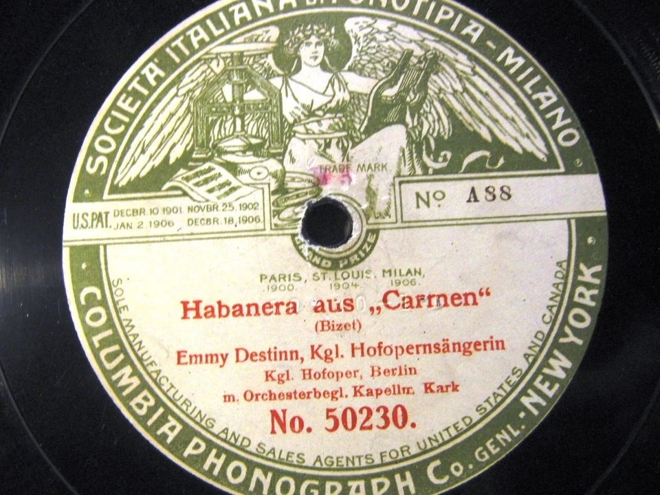 1907 EMMY DESTINN FONOTIPIA CARMEN Seguidilla Près des remparts Habanera 50230 - Image 1 of 3