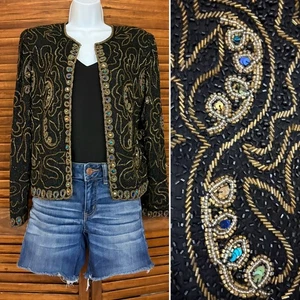 Laurence Kazar Langarm-Abendjacke mit Perlen und Pailletten Größe S - Bild 1 von 15