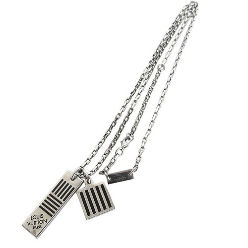 LOUIS VUITTON（LV） Collana Louis Vuitton colori damiere argento metallo nero smalto