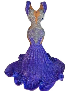 Sparkely Sequins Mermaid Evening Prom Dresses Crystals Celebrity Party Gown 2026 - Picture 1 of 7