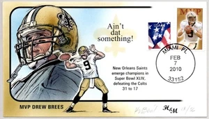 DREW BREES & NEW ORLEANS SAINTS SUPER BOWL XLIV CHAMPS, BEVIL FOOTBALL COVER - Bild 1 von 1