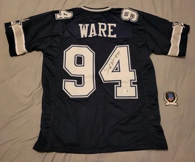 Camiseta personalizada firmada por DeMarcus Ware autografiada de los Dallas Cowboys Beckett certificado de autenticidad BAS Foto 1 de 4