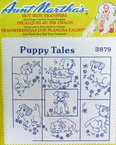 Bloques de edredón de bebé con patrón de transferencia bordado PUPPY TALES Tía Marthas 3879 SIN USAR - Imagen 1 de 1