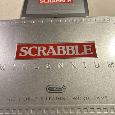 Millennium Scrabble Board Game Limited Edition Metal Tin 1999 Complete (no pen) - Image 1 of 4