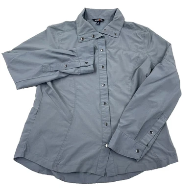 Camisa Kerrits Mujer Gris Mediana Perla Botones A Presión Rendimiento Equitación Foto 1 de 4