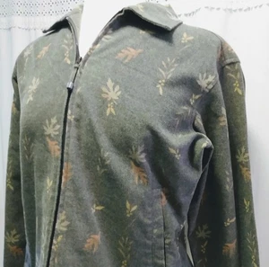 Woolrich Damen Medium Reißverschluss Jacke Baumwollmischung Blätter Blumen Akzent Grün... - Bild 1 von 5
