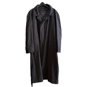 Bill Blass Vintage Trench Coat Mens Size 52R Black Water Repellent Quilted Lined - Picture 1 of 12