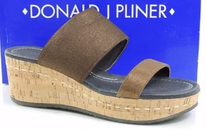 Women's Shoes Donald J Pliner SHERA 2 Slip On Wedge Sandals Dark Bronze Size 8.5 - Picture 1 of 8