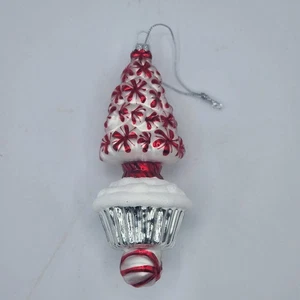 Mundgeblasenes Glas Pfefferminzbaum Cupcake Weihnachtsschmuck - Bild 1 von 3