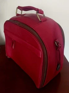 Wanderers Gabriella Burgundy Leather Bag Vanity Case - Picture 1 of 6