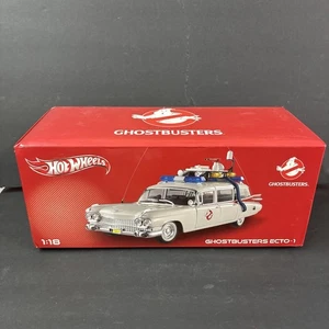 1:18 Hot Wheels 1959 Cadillac Miller GHOSTBUSTERS ECTO-1 White Movie Car - Picture 1 of 10