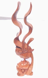 Handmade Indonesian Wood Sculpture Romantic Gift Idea Anniversary Housewarming - Picture 1 of 4