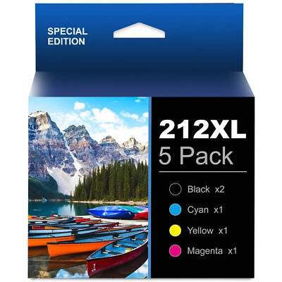 5-Pack T212 Ink Cartridge compatible for Epson 212XL Workforce WF-2830 XP-4105 - Image 1 of 4