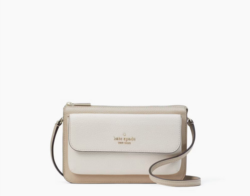 Borsa a tracolla Kate Spade Leila piccola con patta in pelle sabbia chiara K8283 $269