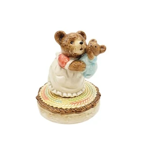 Otagiri Music Box Bears Brahams Lullaby Porcelain Figurine Mama Bear & Baby VTG - Picture 1 of 6
