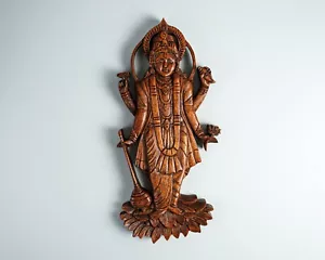 Lord Visnu Wandbild, Hindu Gott Ornament, Holz Visnu, Spirituell, Mutter Geschenk - Bild 1 von 9