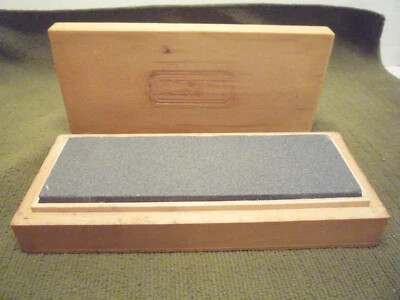 AMT Sharpening Stone in Wood Box Dual Sided Stone Two stage course -- unused - Image 1 of 4