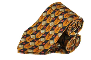 Ermenegildo Zegna Men's Rust Navy & Red Geometric Silk Necktie 58 x 3.75 in. - Picture 1 of 3