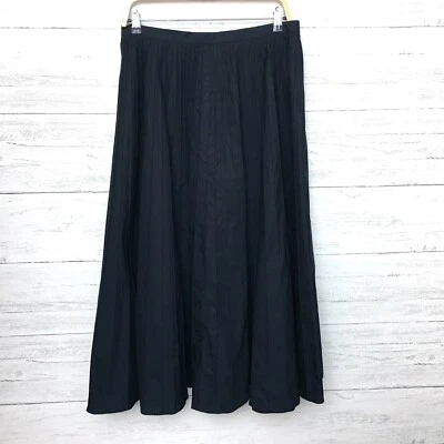 NEW Lauren Ralph Lauren Black Pleated Skirt Cape Grace Cotton size 8 length 33" - Image 1 of 4