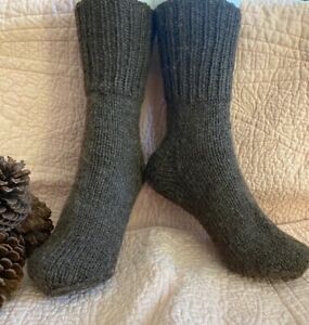 100 Wool socks wool women  socks hand knit socks, size medium large ,brown 