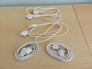 Set of 4 x 1m APPLE Old Style 30 Pin USB Phone Charger Cables for iPhones etc - Zdjęcie 1 z 4