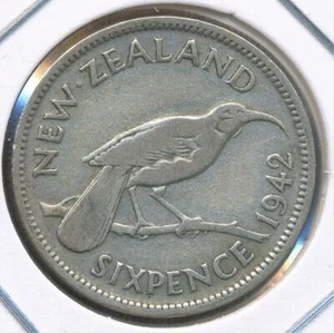 New Zealand 1942 Sixpence 6d George VI (Silver) - Fine - Imagen 1 de 3