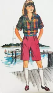 Camicia vintage Butterick Pattern #3199, top, gonna e pantaloncini per ragazza taglia 7-8-10 non tagliati - Foto 1 di 3