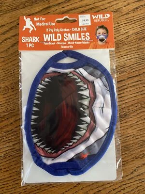 Wild Republic Children’s Kid’s Face Mask Shark Print Wild Republic NEW - Image 1 of 3