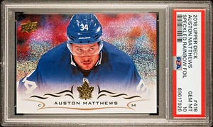 2018-19 Upper Deck Auston Matthews Speckled Rainbow Foil #418 PSA 10 GEM MINT - Picture 1 of 2