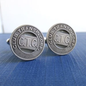YONKERS Transit Token Cuff Links - Vintage NY New York Club Transp. Corp Coins - Picture 1 of 4