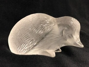 LALIQUE FRANCE Crystal Hedgehog  Art Glass Sculpture -engraved signature- New - Picture 1 of 6