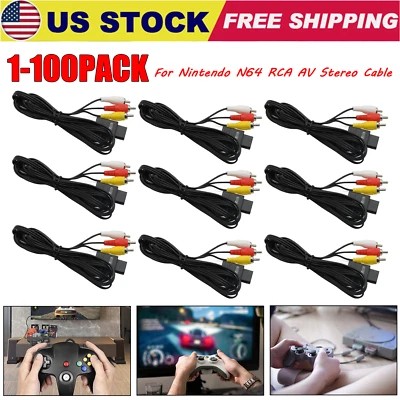Lot  N64 SNES Gamecube RCA AV TV Audio Video Stereo Cable Cord For Nintendo 64 - Image 1 of 4