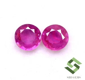 4 mm Certified Natural Ruby Round Cut Pair 0.48 CTS Mozambique Loose Gemstones - Picture 1 of 6