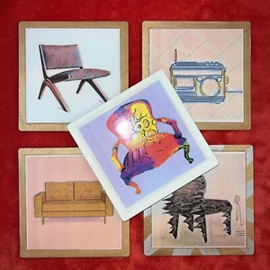 DIY 5 Handmade Wood & Cork Drink Coasters MID CENTURY MODERN FURNITURE 50 60 MCM - Bild 1 von 6