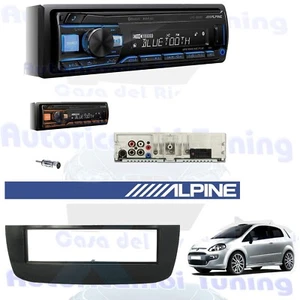Set Radio Autoradio ALPINE UTE-200BT Verkleidung 1 din Schwarz Fiat Punto Evo - Bild 1 von 8