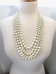 RSVP FOUR STRAND GRADUATED KNOTTED PEARLS 24" - Picture 1 of 1
