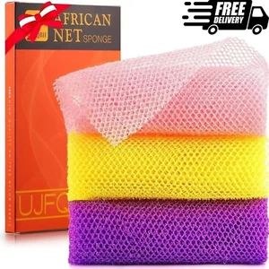 3 Pieces African Bath Sponge African Net Long Net Bath Sponge Exfoliating Shower - Picture 1 of 12