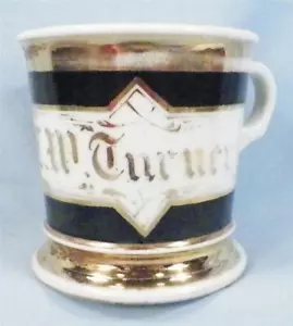 Limoges Shaving Mug C W Turner T&V Tressemann Vogt Blue Gold Porcelain Antique - Picture 1 of 8