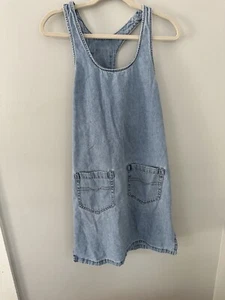 Grass raggs vintage racer back denim dress M USA Made With Pockets - Picture 1 of 9