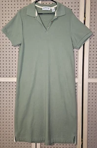 Womens Orvis 100% cotton Collared Short sleeve dress size medium green  - Picture 1 of 14