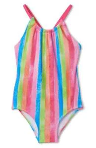 Hatley 1560 Kids' Rainbow Stripes One-Piece Swimsuit Size 6 - Picture 1 of 3