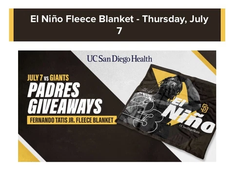 2022 San Diego Padres El Nino Fleece Blanket Stadium Giveaway Sold Out Last One Cover