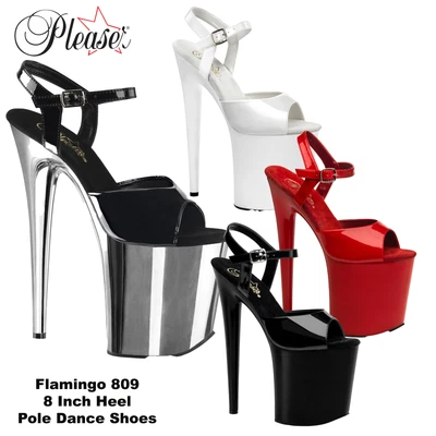 Pleaser Flamingo 809 Pole Dance Platform Sandals (8 Inch Stiletto Heels)