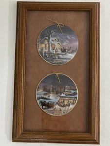 Terry Redlin Enmarcado 2 Adornos de Porcelana Invierno País de las Maravillas y Ensayos Nocturnos - Imagen 1 de 8