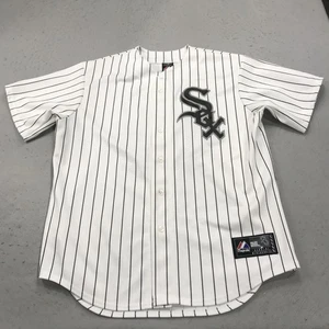 Chicago White Sox Jersey Mens Large Pinstripe Majestic Jake Peavy #44 MLB Home - Picture 1 of 10